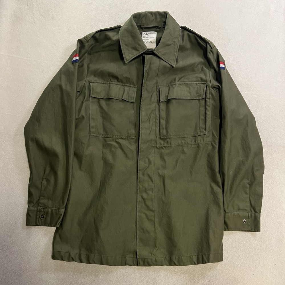Vintage 1990 Seyntex KL Dutch Military Field Shirt Jacket Olive Drab Cotton